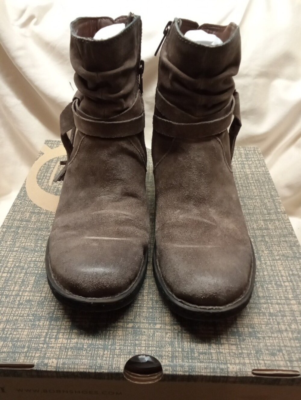 Born Suede Slouchy Mid-Calf Boots in Taupe - Picture 2 of 3